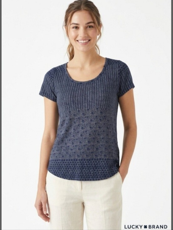 Lucky Brand Tops - Lucky Brand Navy Blue Signature Style Top!